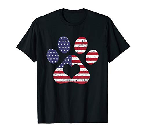 America Flag T-Shirt Dog Patriot 4th of July Paw Print Flag T-Shirt America Flag T-Shirt Dog Patriot 4th of July Paw Print Flag T-Shirt
