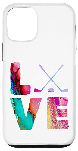 iPhone 12 12 Pro Love Paint Hockey Puck Stick Cool USA Ice Sports Player Gift Case