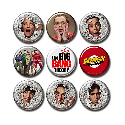 9 pcs The Big Bang Theory Fridge Magnets Set 1.5" 3.7cm Button Pack  TV Show Logo Quotes  045-P005