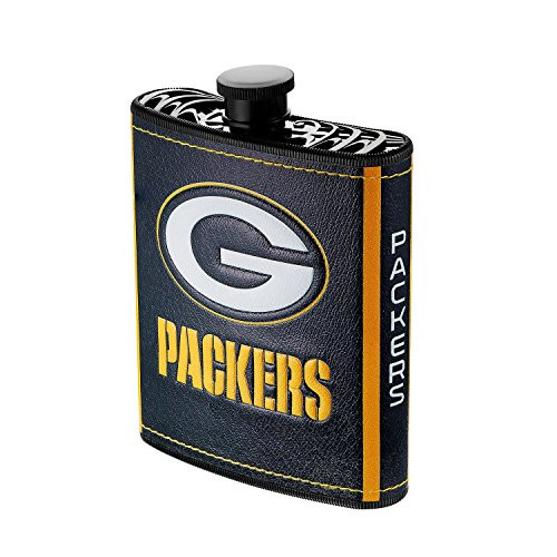 Pro Specialties Group NFL Green Bay Packers Plastic Hip Flask  7-Ounce  Black