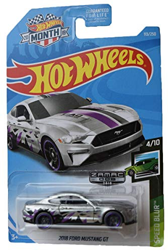 Hot Wheels Speed Blue 4 10 Zamac 2018 Ford Mustang GT 113 250  2019 Month Card   Silver