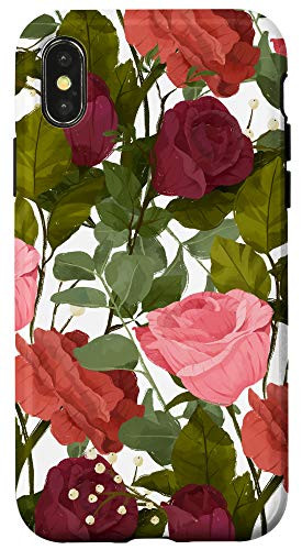 iPhone X XS Rose Garden Floral Pattern Case