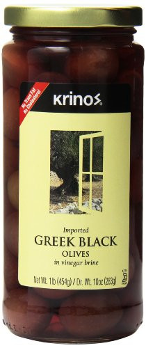 Krinos Black Olives in Brine  16 Ounce