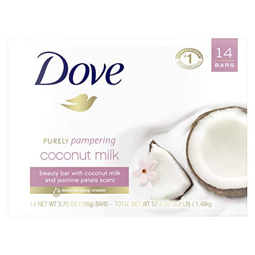 Dove Beauty Bar More Moisturizing Than Traditional Bar Soaps Coconut Milk Made With 1 4 Moisturizing Cream 3.75 oz 14 Bars