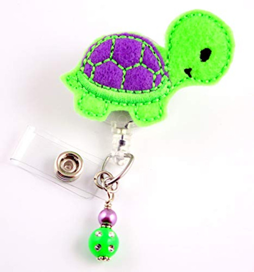 Baby Turtle Purple - Nurse Badge Reel - Retractable ID Badge Holder - Nurse Badge - Badge Clip - Badge Reels - Pediatric - RN - Name Badge Holder