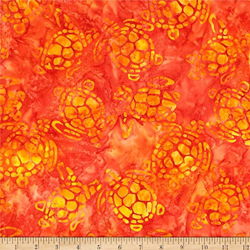 Michael Miller Batik Sea Turtles  Yard  Orange