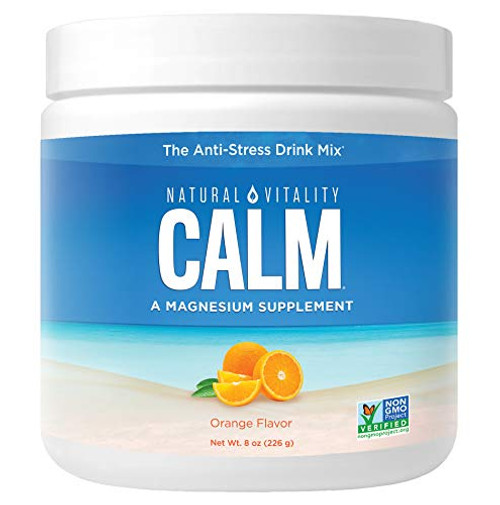 Natural Vitality Calm  Magnesium Citrate Supplement Powder  Anti-Stress Drink Mix  Orange  8 Ounces