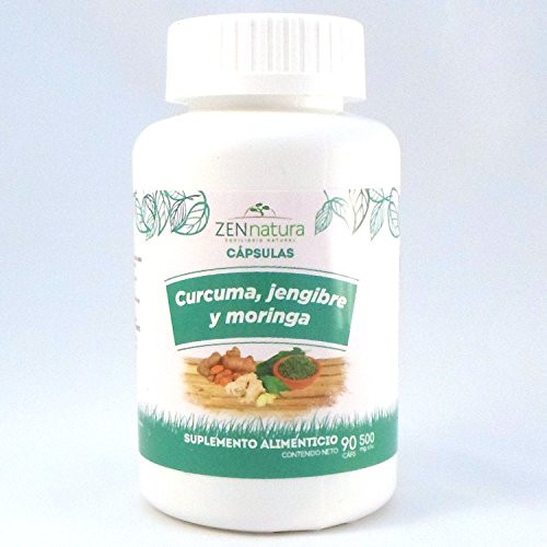 Zen Natura Curcuma-Jengibre y Moringa 90 capsulas 500mg. Turmeric-Ginger-Moringa