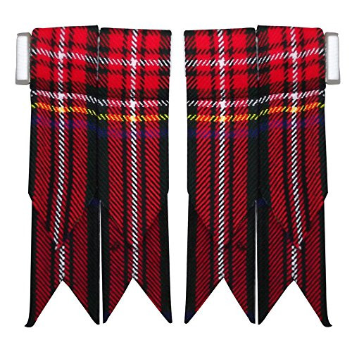 AAR New Solid Plain Black  Royal Stewart Tartan Flashes Many More Scottish Kilt Hose Sock Flash  Black Stewart