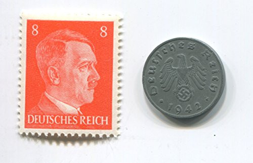 Hitler Rare Nazi Swastika 1 Reichspfennig German Coin World War Two WW2 with Orange Head Stamp MNH Hitler Rare Nazi Swastika 1 Reichspfennig German Coin World War Two WW2 with Orange Head Stamp MNH