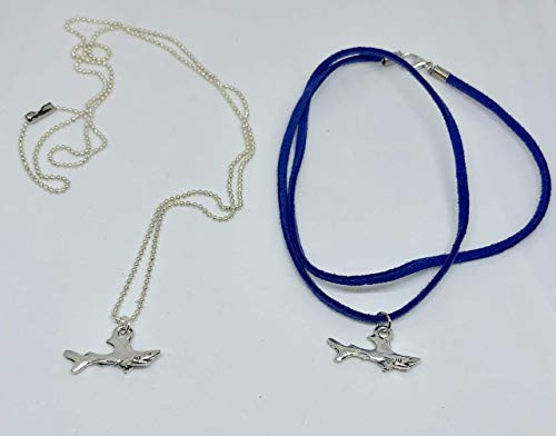 Silver Tone Shark Charm Pendant Necklace on Chain or Blue Suede Cord - Great White Necklace - Sharks Jewelry - Beach Jewelry - Shark Tooth - Party Silver Tone Shark Charm Pendant Necklace on Chain or Blue Suede Cord - Great White Necklace - Sharks Jewelry - Beach Jewelry - Shark Tooth - Party