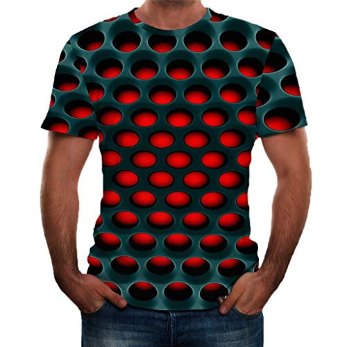 Xia and Han Men's Summer Short Sleeve Blouse 3D Printed Tops Slim Fit Tee Comfy Crewneck Shirts Casual Pullover Black
