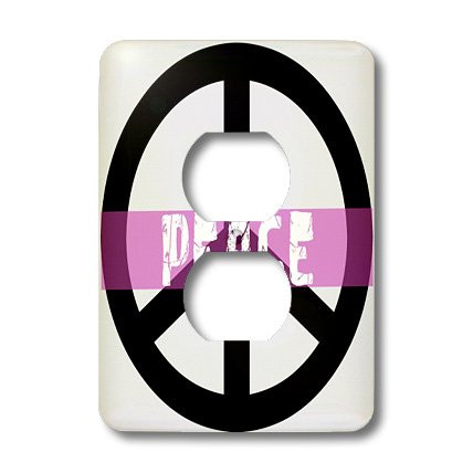 3dRose lsp_40218_6 Pink Peace Sign- Inspirational Art 2 Plug Outlet Cover