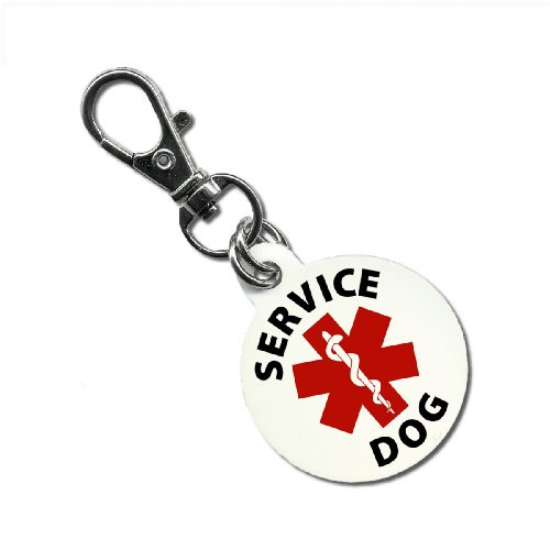 SERVICE DOG Red Medical Alert Symbol 1.25 inch Aluminum Dog Tag