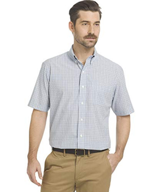 Arrow 1851 Men's Hamilton Poplin Short Sleeve Button Down Plaid Shirt  Blue Skyway  Medium Arrow 1851 Men's Hamilton Poplin Short Sleeve Button Down Plaid Shirt  Blue Skyway  Medium