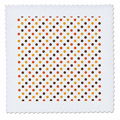 3dRose qs_63528_1 Halloween Colors Brown  Orange and Yellow Polka Dot Pattern-Quilt Square  10 by 10-Inch