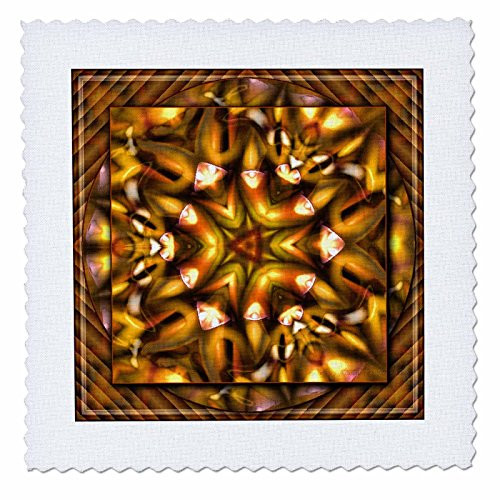 3dRose qs_26764_1 Mandala Zen Innerbalance Harmony Gold Yellow Orange Glowing Chakra Meditation-Quilt Square  10 by 10-Inch