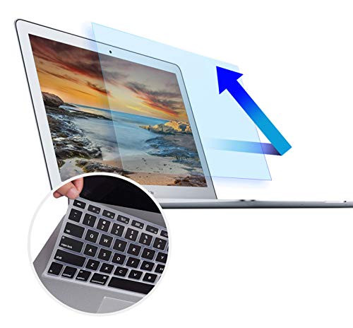 Anti Blue Light Screen Protector for MacBook Air 13 Model A1466 A1369 2010-2017 13.3 Inch  Anti Glare Blue Light Screen Filter With Silicone Keyboard Cover Protector