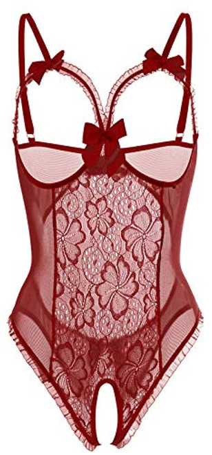 Lingerie for Women One-Piece Teddy Lingerie Sexy Bodysuit Lace Nightie S-3XL Wine Red L Lingerie for Women One-Piece Teddy Lingerie Sexy Bodysuit Lace Nightie S-3XL Wine Red L