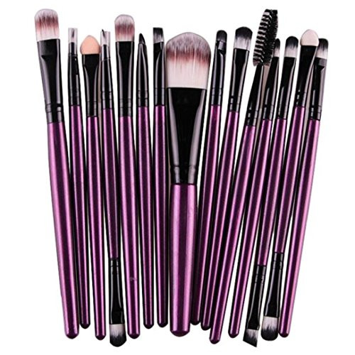 Makeup Brushes  15 pcs Sets Eye Shadow Foundation Eyebrow Lip Brush Makeup Brushes Tool  Purple