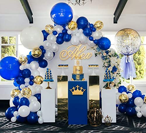 Oopat DIY Royal Blue Balloon Garland Kit for Royal Prince Baby Shower Wedding Graduation Boys First Birthday Party Centerpiece Backdrop Party Decoration