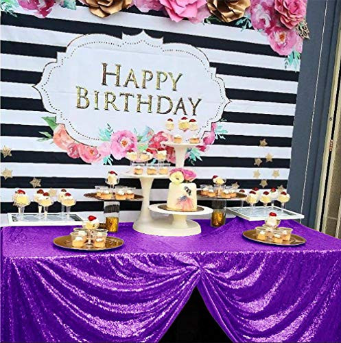AMZLOKAE Sequin Tablecloth Rectangle 50x80 Purple Table Overlay Glitter Table Cloths for Parties Seamless Tablecloth Sparkle Table Cover for Dining Room Thanksgiving Table Decor