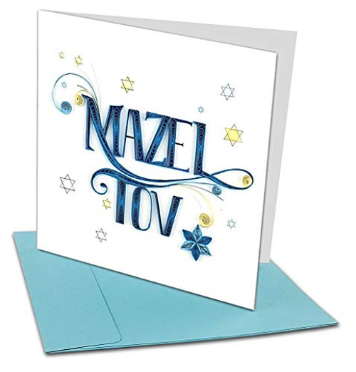 Mazel Tov Quilling Greeting Card  6x6" with Envelope. Any Occasion. Blank Inside. Hand-made. Suitable for Framing.