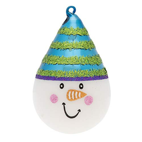 Kat  and  Annie Jolly Snowman Shimmering Blue  Green  and Purple 5.5 Inches Tear Drop Ornament