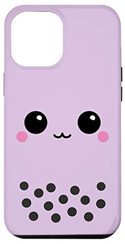 iPhone 12 Pro Max Cute Kawaii Bubble Tea Boba Tea Boba Face - Taro Purple Case
