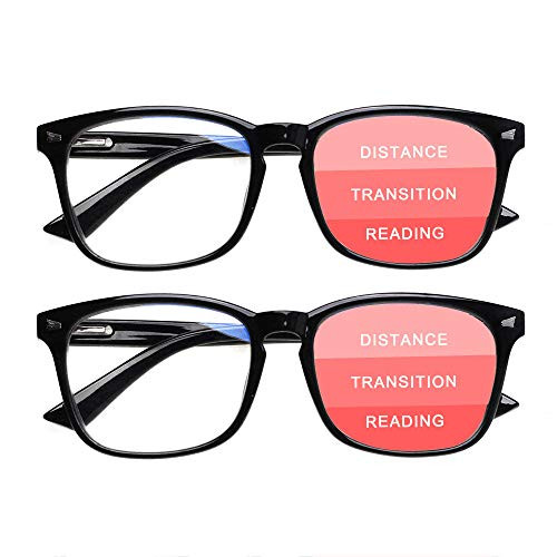 SIGVAN Progressive Multifocal Computer Glasses Women Men Blue Light Blocking Reading Glasses Spring Hinge Readers  2 Black  2.5