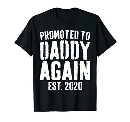 Mens Promoted To Daddy Again 2020 T-Shirt Soon To Be Dad Gift T-Shirt