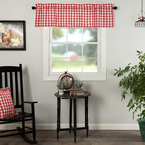 VHC Brands Annie Buffalo Check Curtain Valance 16x60 Red VHC Brands Annie Buffalo Check Curtain Valance 16x60 Red