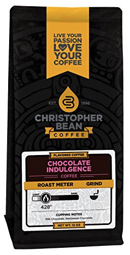 Christopher Bean Coffee Decaffeinated Whole Bean Flavored Coffee, Chocolate Indulgence, 12 Ounce