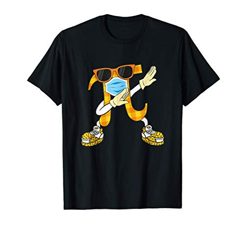 Dabbing Pi Happy Pi Day Wearing Mask Glasses Math Lover Kids T-Shirt