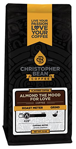 Christopher Bean Coffee Flavored Ground Coffee, Almond The Mood for Love, 12 Ounce