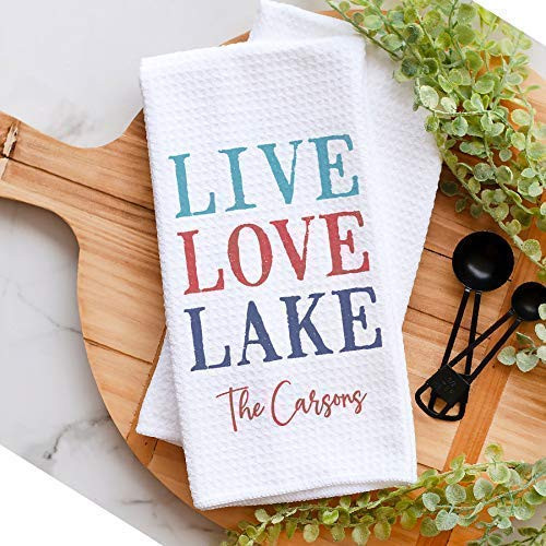 Personalized Lake House Kitchen Towel  Personalized Lake House Tea Towel  Family Name  Lake House Hand Towel  Lake House Gift  Kitchen Decor