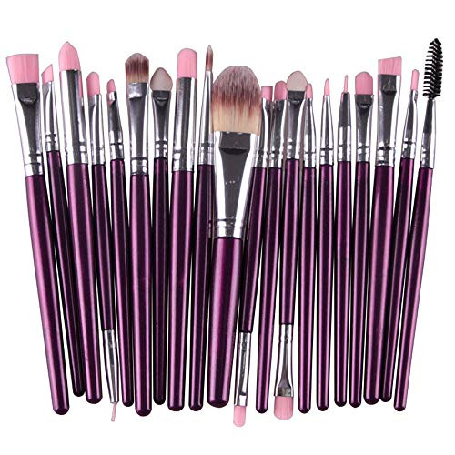 Makeup Brush Set  20 pcs Makeup Brush Set tools Make-up Toiletry Kit Wool Make Up Brush Set  Purple