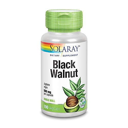 Solaray Black Walnut 500 mg  Whole Hull  Healthy Digestive  and  Intestinal Wellness Support  Non-GMO  Vegan  and  Lab Verified  100 VegCaps