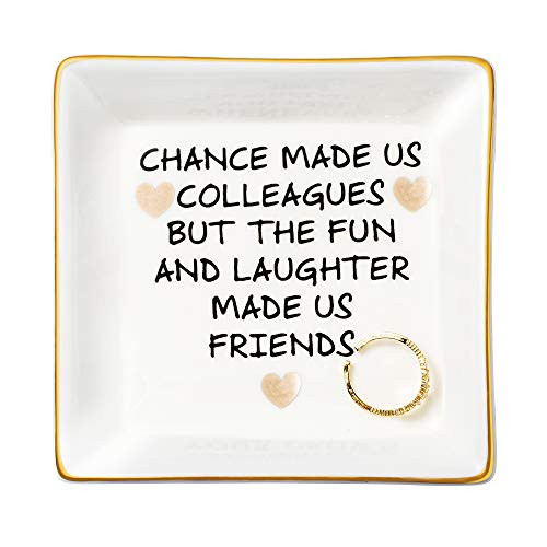 Joycuff Coworker Gifts for Women Inspirational Ring Trinket Dish Unique Friendship Jewelry Tray Colleagues to Friends Gifts for Birthday Thanksgiving Day Chrismas Home Decorative Decor