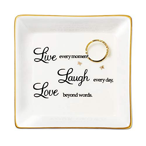 Joycuff Inspirational Gifts for Women Manra Ring Trinket Dish Encouragement Jewelry Tray Unique Birthday Gifts for Best Friend Sister Mother Aunt Wife Home Decorative Decor