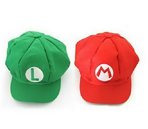 2PCS New Version Super Mario Bros Unisex Hat Cap Mario Luigi Hat Red Green 2PCS New Version Super Mario Bros Unisex Hat Cap Mario Luigi Hat Red Green