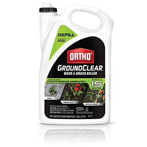 Ortho GroundClear Weed  and  Grass Killer Refill - Grass Killer  and  Weed Control  Kills Broadleaf Weeds  Use in Landscape Beds  Around Vegetable Gardens  on Patios  and  More  See Results in 15 Minutes  1 gal.