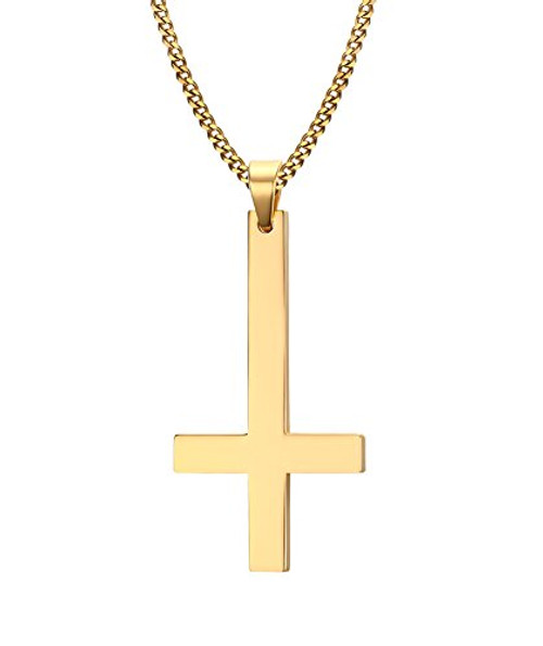3Pcs PJ Stainless Steel Upside Down St.Peter's Cross Necklace Inverted Cross Pendant 3Pcs PJ Stainless Steel Upside Down St.Peter's Cross Necklace Inverted Cross Pendant