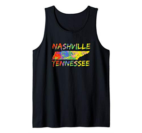 Nashville Tennessee Colorful Paint State Outline Nashville Tank Top Nashville Tennessee Colorful Paint State Outline Nashville Tank Top