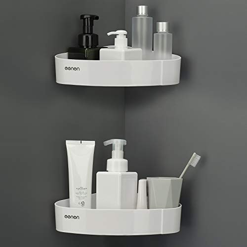 FOBBHOME Adhesive Corner Shelf Bathroom Shower Caddy Organizer Shower Corner Shelf Bathroom Shelf Drilling Wall Mount Storage Rack