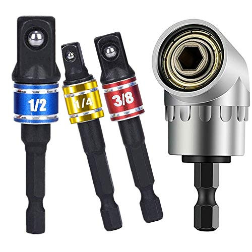 105 Degree Right Angle Driver Angle Extension Power Screwdriver Drill Attachment Impact Grade Driver Sockets Adapter Extension Set 3Pcs 1 4 3 8 1 2" Hex Shank Drill Nut Driver Bit Set 105 Degree Right Angle Driver Angle Extension Power Screwdriver Drill Attachment Impact Grade Driver Sockets Adapter Extension Set 3Pcs 1 4 3 8 1 2" Hex Shank Drill Nut Driver Bit Set