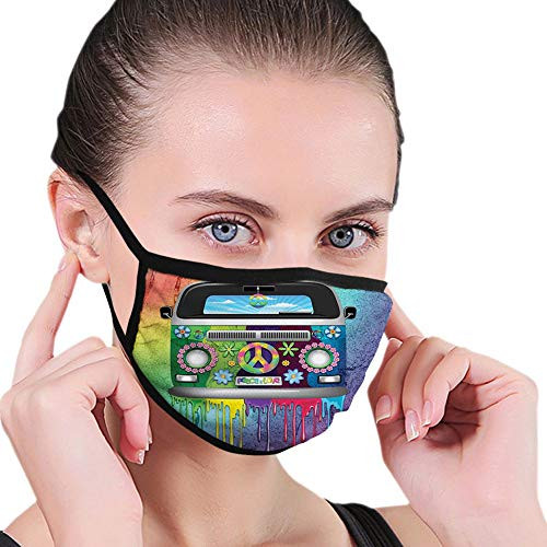 Activated carbon mask Old Style Hippie Van with Dripping Rainbow Paint Mid 60s You Printed Facial decorations for man and woman