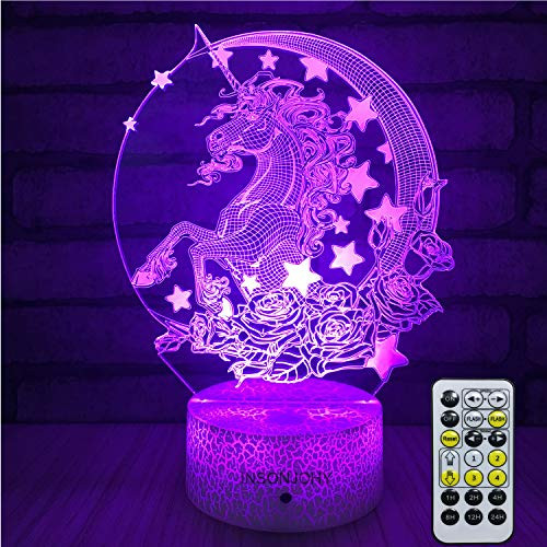 INSONJOHY Unicorn Kids Night Lights Bedside Lamp 7 Colors Change Remote Control Timer 3D Night Light Kids Optical Illusion Lamps Kids Lamp As a Gift Ideas Boys Girls (Unicorn-2) INSONJOHY Unicorn Kids Night Lights Bedside Lamp 7 Colors Change Remote Control Timer 3D Night Light Kids Optical Illusion Lamps Kids Lamp As a Gift Ideas Boys Girls (Unicorn-2)