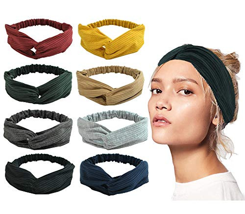 8Pcs Turban Headbands for Women Knotted Boho Stretchy Hair Bands for Girls Criss Cross Plain Headwrap Yoga Workout Vintage Hair Accessories 8Pcs Turban Headbands for Women Knotted Boho Stretchy Hair Bands for Girls Criss Cross Plain Headwrap Yoga Workout Vintage Hair Accessories