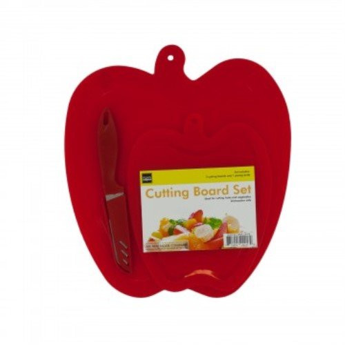 Kole OF976 Apple Shape Cutting Boards and Knife Set, Regular
